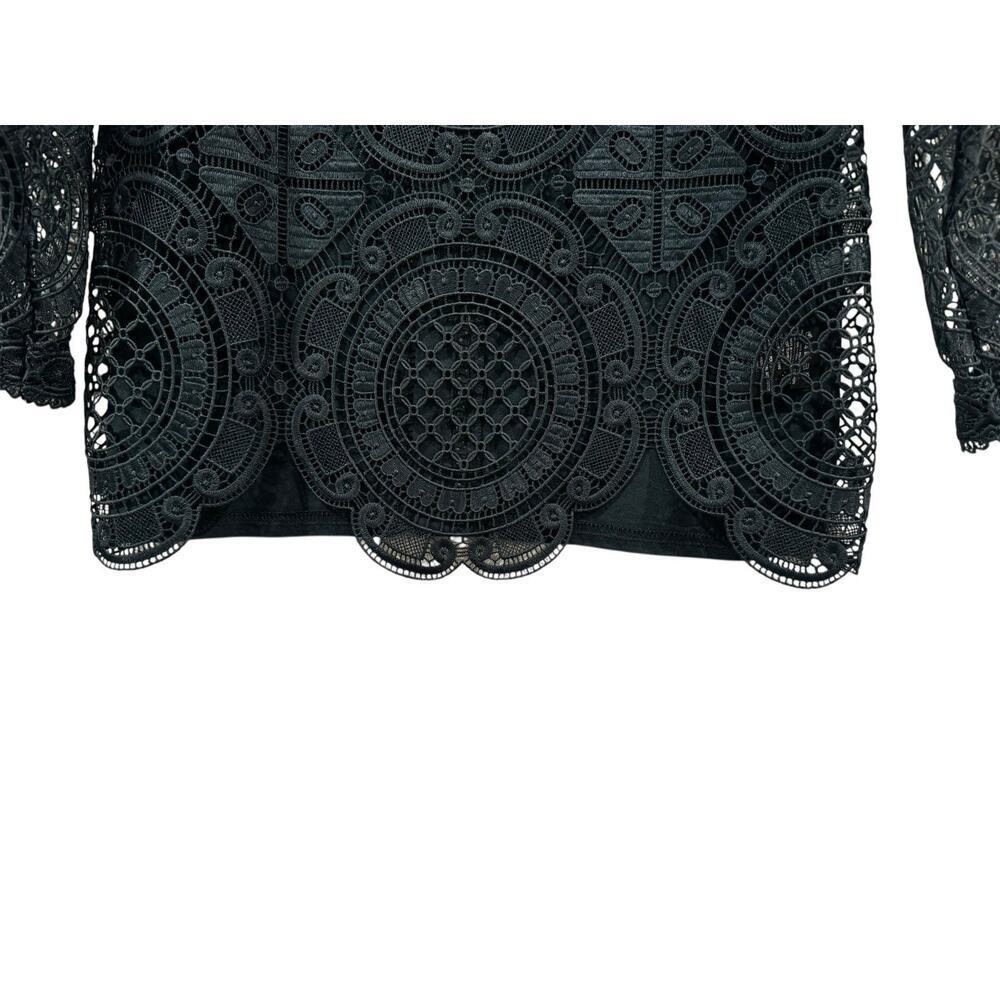 James Coviello By Anthropologie Women's Small Dark Teal Lace Top Button Back - Picture 5 of 11